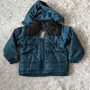 Operation warm Toddler Boys Puffer winter coat in blue/black size 4T